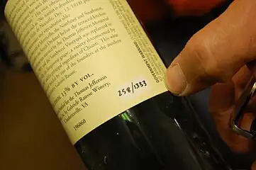 The warning on a wine bottle