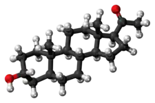 Ball-and-stick model of the allopregnanolone molecule