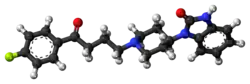 Ball-and-stick model of the benperidol molecule