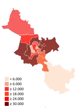 Colour-coded map of Ho Chi Minh City