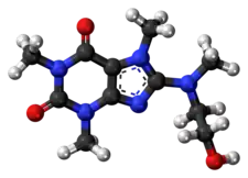 Ball-and-stick model of the cafaminol molecule