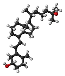 Ball-and-stick model of the calcifediol molecule