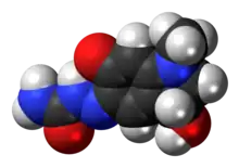 Space-filling model of the carbazochrome molecule