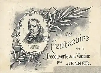 French print in 1896 marking the centenary of Jenner's vaccine