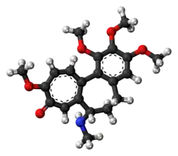 Ball-and-stick model of the demecolcine molecule