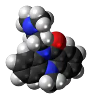 Space-filling model of the dibenzepin molecule