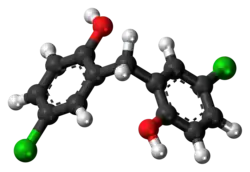 Ball-and-stick mode of the dichlorophen molecule