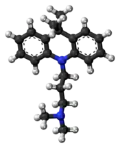 Ball-and-stick model of the dimetacrine molecule