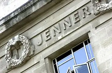 Edward Jenner's name as it appears on the Frieze of the LSHTM Keppel Street building