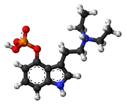 Ball-and-stick model of the ethocybin molecule as a zwitterion