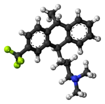 Ball-and-stick model of the fluotracen molecule