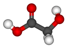 Ball-and-stick model of glycolic acid