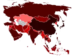 Number of confirmed cases of A(H1N1) virus in Asia: