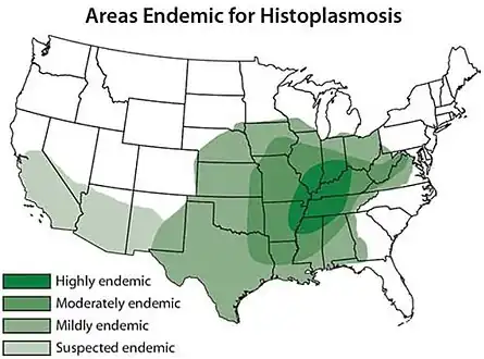 Histoplasmosis endemism map for U.S.[58]