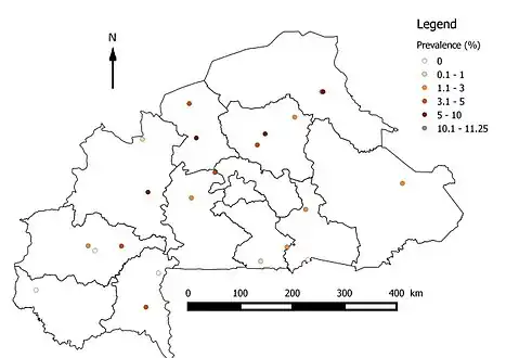 Prevalence of Hymenolepis nana in Burkina Faso[23]