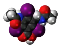 Space-filling model of the iodamide molecule