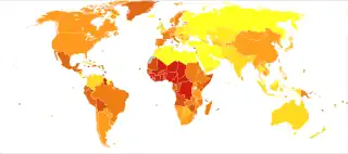 Deaths due to iron-deficiency anaemia per million persons in 2012 &nbsp;&nbsp;no data &nbsp;&nbsp;0 &nbsp;&nbsp;1 &nbsp;&nbsp;2-3 &nbsp;&nbsp;4-5 &nbsp;&nbsp;6-8 &nbsp;&nbsp;9-12 &nbsp;&nbsp;13-19 &nbsp;&nbsp;20-30 &nbsp;&nbsp;31-74 &nbsp;&nbsp;75-381