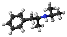 Ball-and-stick model of the isopropylamphetamine molecule