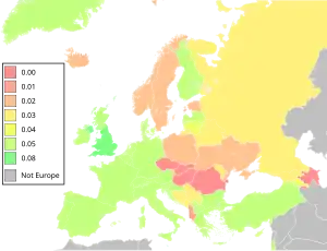 Map of Europe with BAC levels