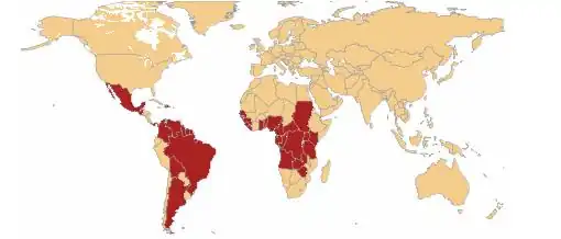 Areas where Mansonelliasis is endemic
