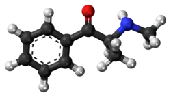 Ball-and-stick model of the methcathinone molecule