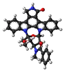 Ball-and-stick model of the midostaurin molecule