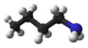 Ball-and-stick model of the n-butylamine molecule