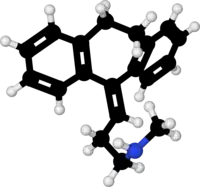 Ball-and-stick model of the nortriptyline molecule