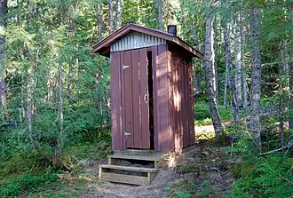 Outhouse in Bowron Lake Provincial Park, BC, Canada