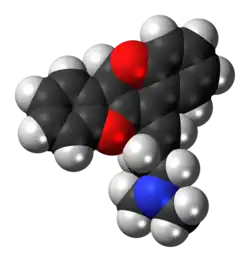 Space-filling model of the oxetorone molecule