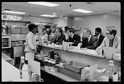Richard Nixon at a drug store lunch counter in Houston, Texas, on March 20, 1974