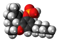Space-filling model of the THC-O-phosphate molecule