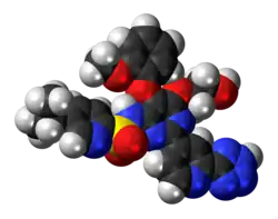 Space-filling model of the tezosentan molecule