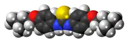 Space-filling model of the thiocarlide molecule