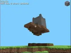 A floating building.