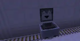 The 13w03a banner showing a minecart with hopper and a dropper.