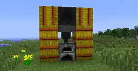 The 13w18a Banner, showing a block of coal, furnace, hopper, and multiple hay bales.