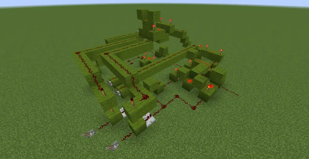 This is a screenshot of the actual 1 bit ALU in Minecraft. You can view the ALU in 3D here.