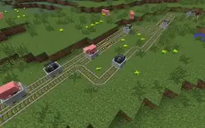 An image of two minecarts with spawners and unimplemented minecarts with dispensers.