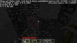 A player finding redstone.