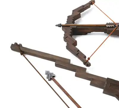 A crossbow as seen in A Minecraft Movie.