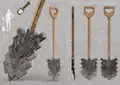 A concept art of an iron shovel.