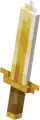 A golden sword in A Minecraft Movie Live Event.