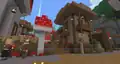 A mushroom village in A Minecraft Movie Live Event.