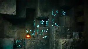 Diamond ore in A Minecraft Movie.