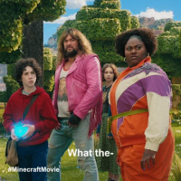 The four main protagonists reaction to a sheep.