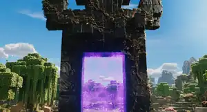 A nether portal in A Minecraft Movie.