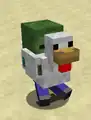 A baby zombie inside a chicken before 1.7.4 and in 14w25b.