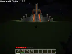 A temple, with lava.