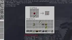 Crafting a redstone torch.